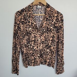 Wilfred Leopard Print Button Down Shirt - Black and Tan